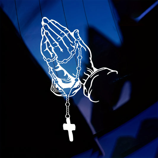 Calcomanía de vinilo con rosario de perla | Diseño de Dios y Jesús